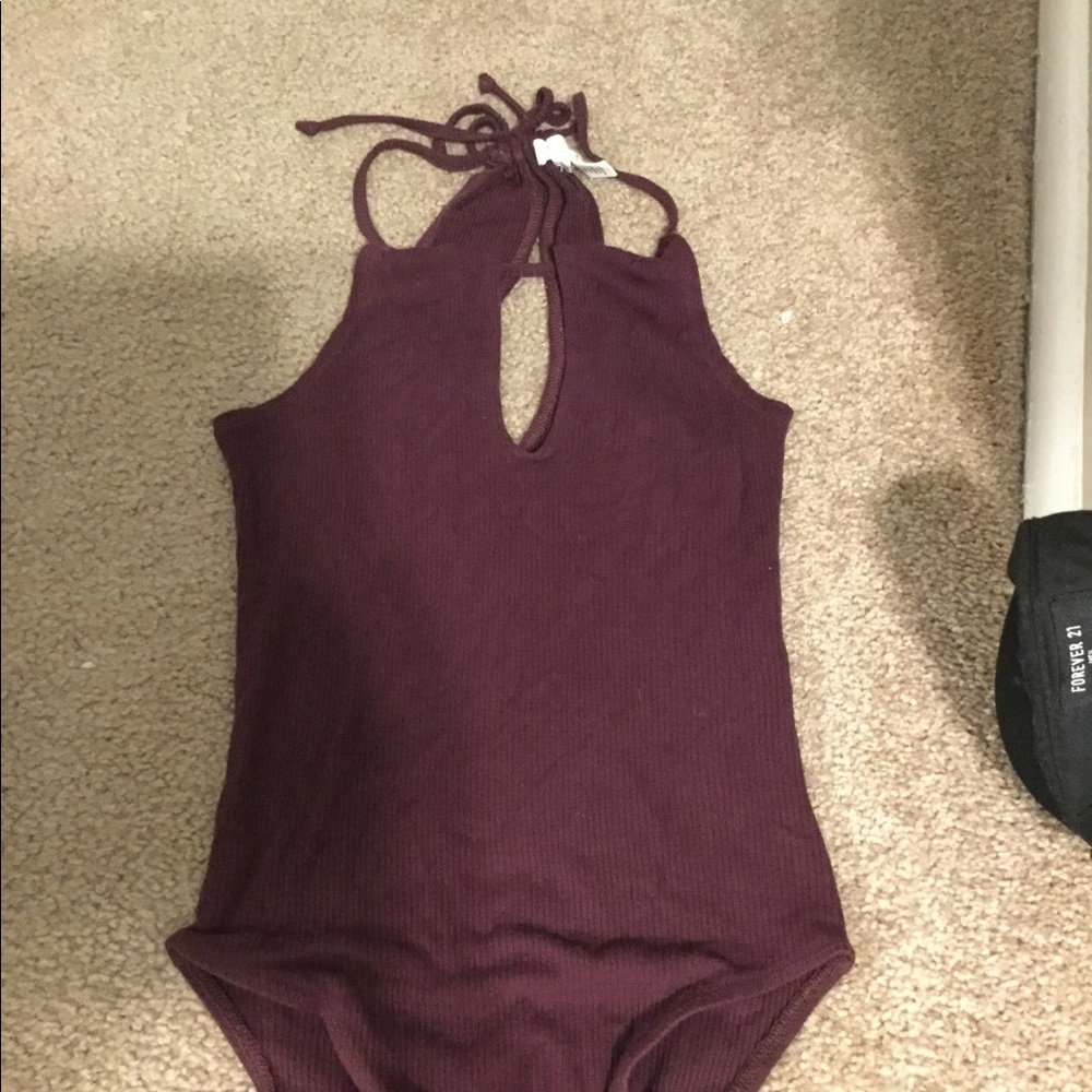 Maroon Keyhole Bodysuit